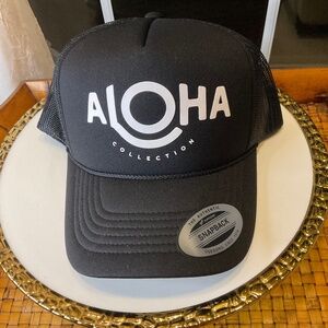 ALOHA COLLECTION Black Trucker Hat NWT
